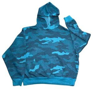 Victoria’s Secret PINK Blue Camo Pullover Hoodie Sweatshirt Women's Size Small
